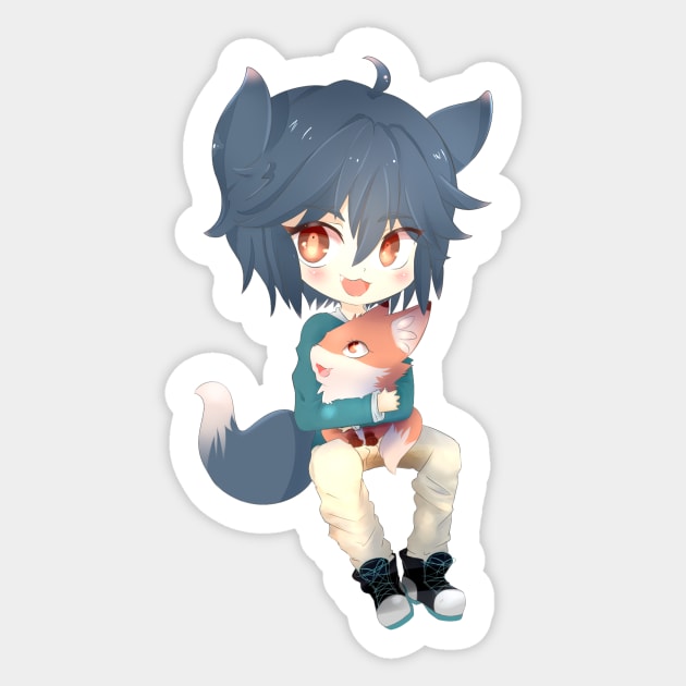 The Boy and the Fox Sticker by SkyNeko